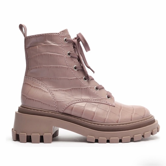 💥NWB💥Schutz Women’s Orly Croc-Embossed Combat Boot Sz. 10 - Picture 6 of 13